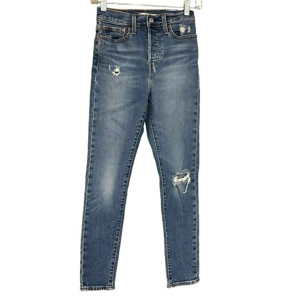 Levi's Button Fit‎ Mid Wash Wedgie Skinny Jeans Womens 25 - Picture 1 of 5